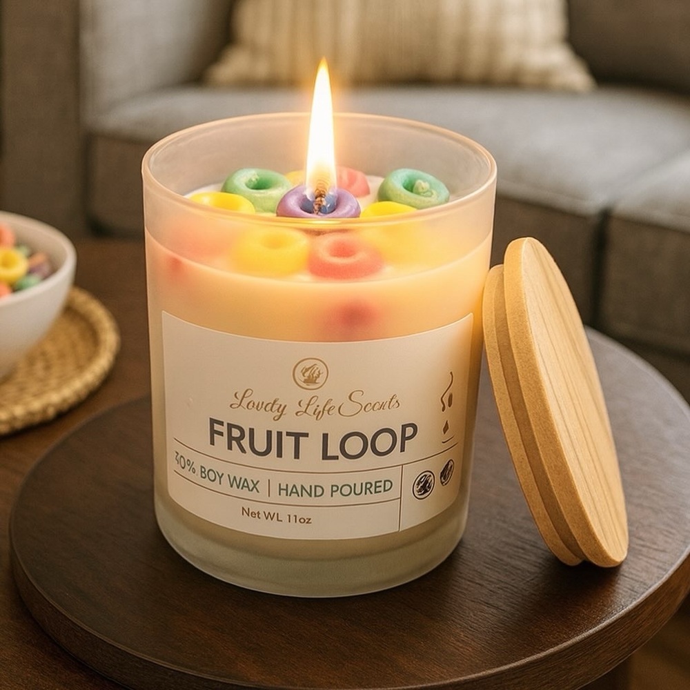 Fruit Loop Scented 11oz Premium Soy Wax Candle from Lovely Life Scents - Picture 2 of 5